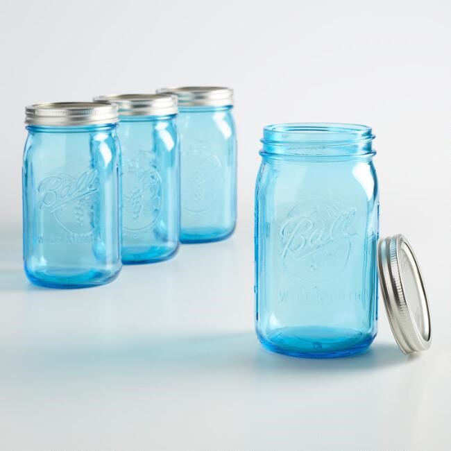 푸른 Mason Jars