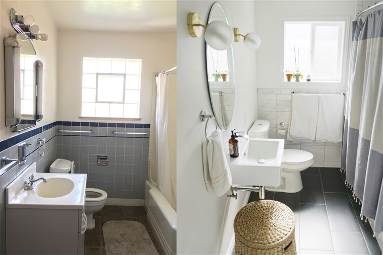 Teresa Wu shared before and after photos of the bathroom inside her fixer-upper.