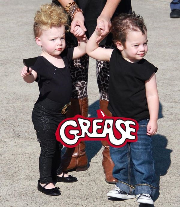 Kamu're the one that I want! Natasha McAdoo’s twins rock some serious ‘50s style as Danny and Sandy from “Grease.”