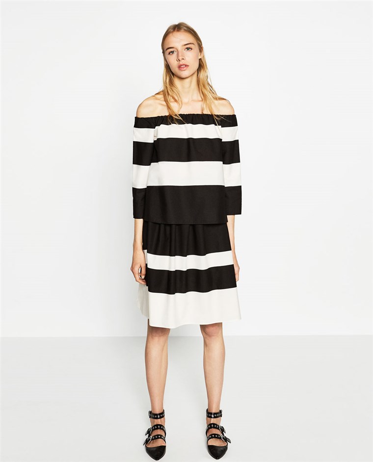 Zara off-the-shoulder striped blouse