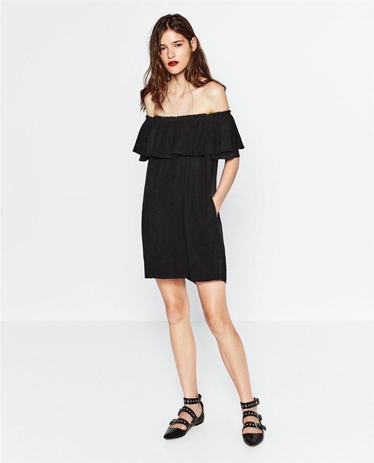 Zara black off-the-shoulder dress