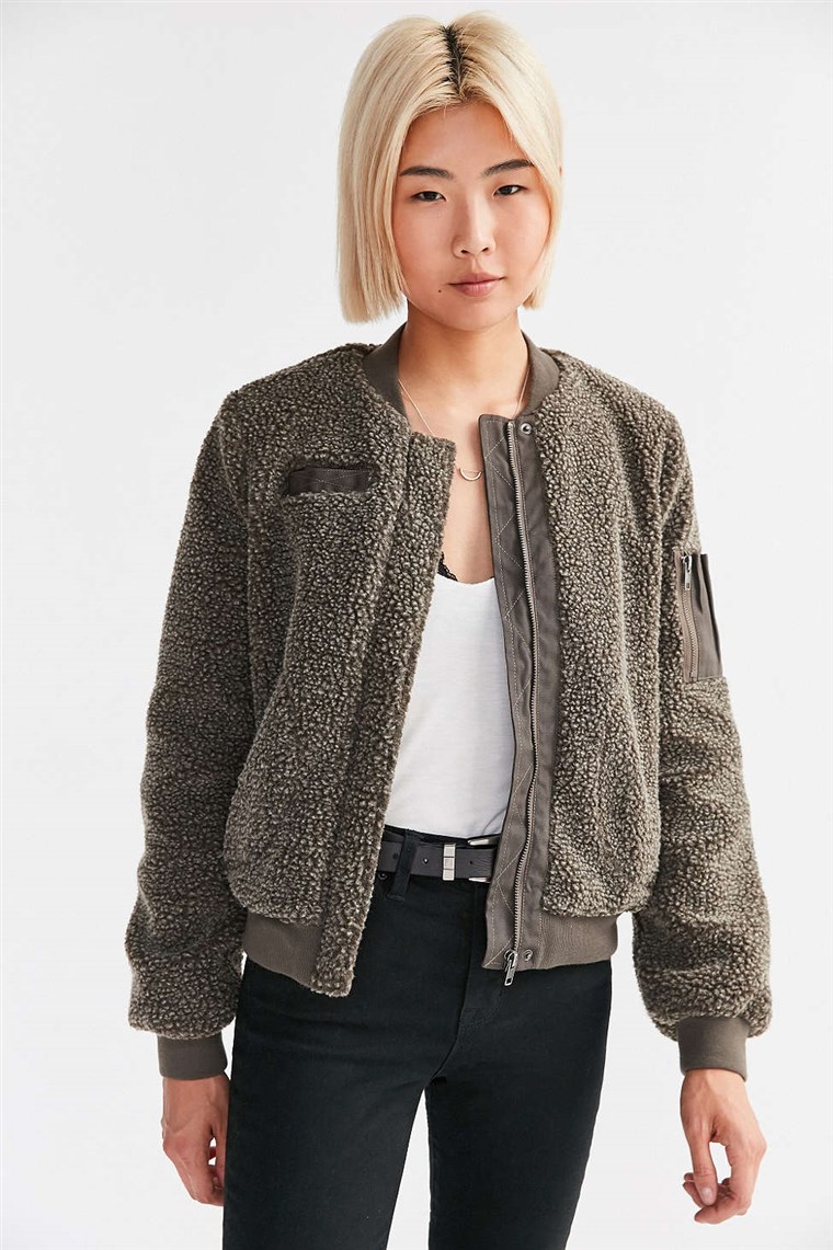 Urbano Outfitters BDG Cozy Teddy Bomber Jacket