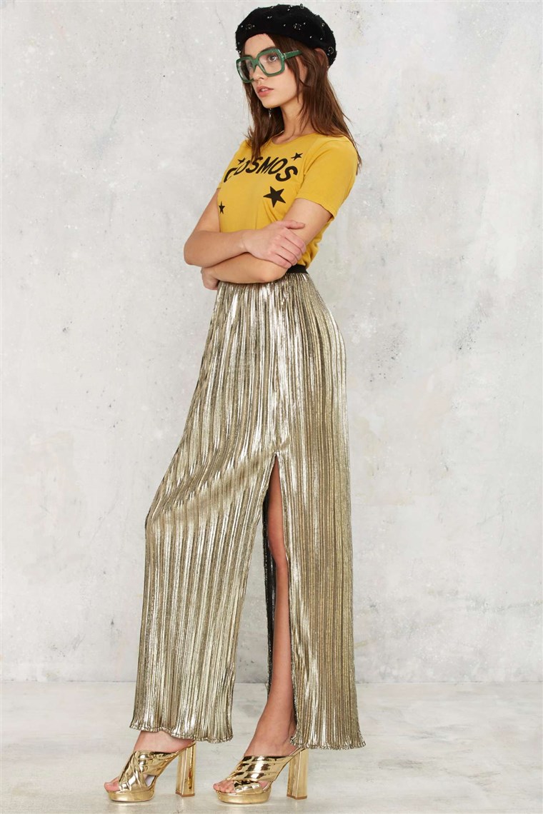 不快な Gal pleated metallic skirt