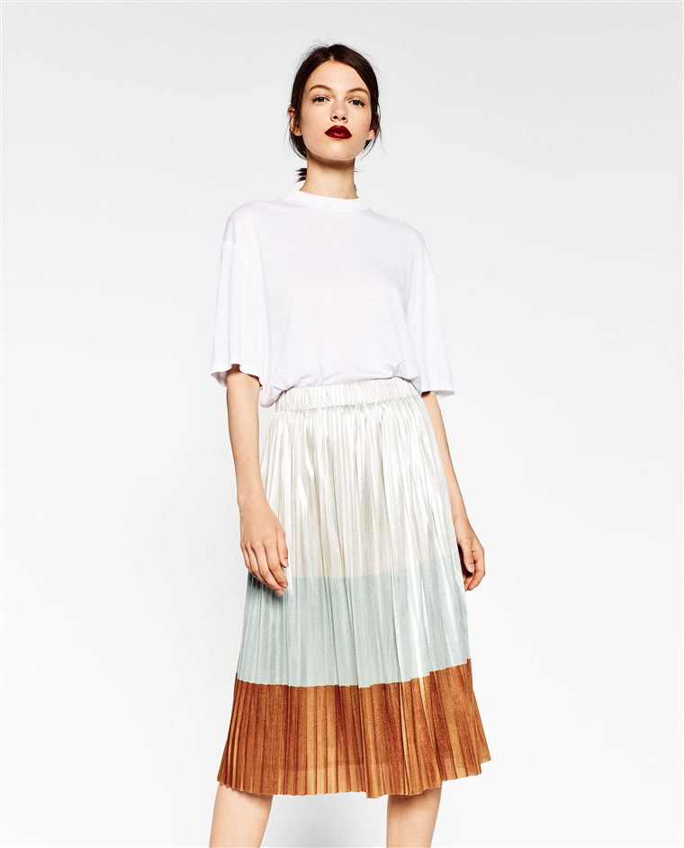 ザラ metallic pleated skirt