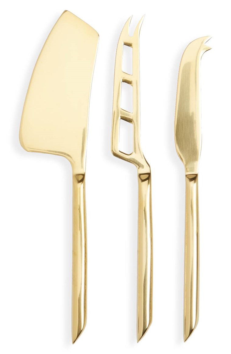 Vero Fabrications set of 3 gold cheese knives