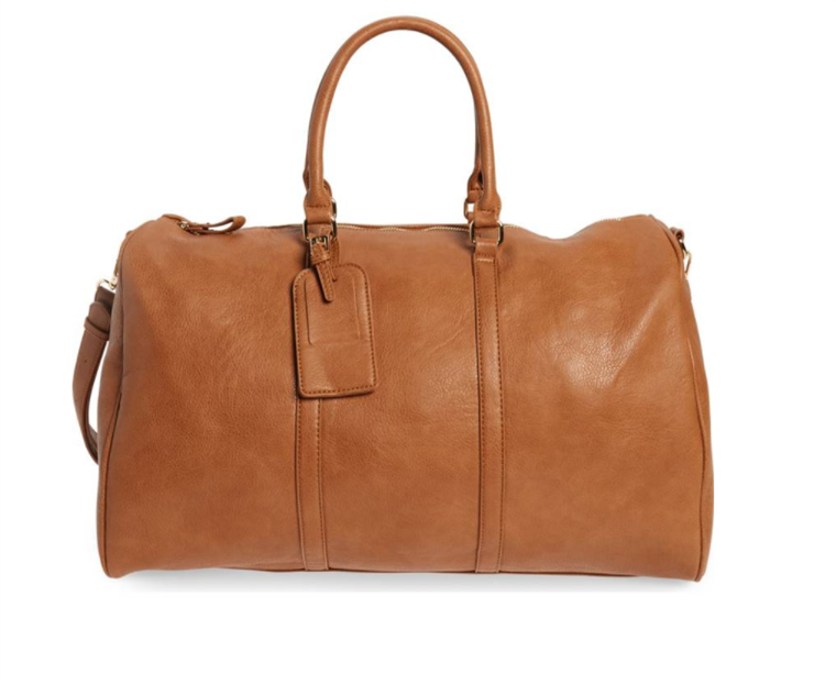 Faux tan leather tote