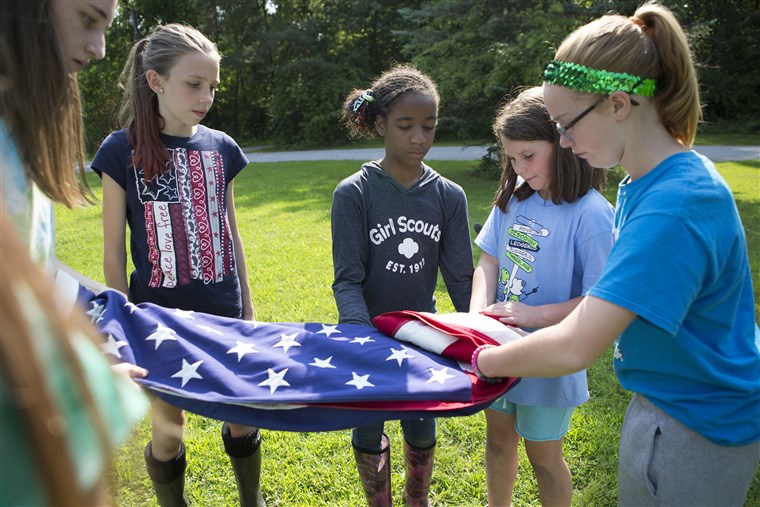 깃발 Handling, Girl Scouts, Patriotism
