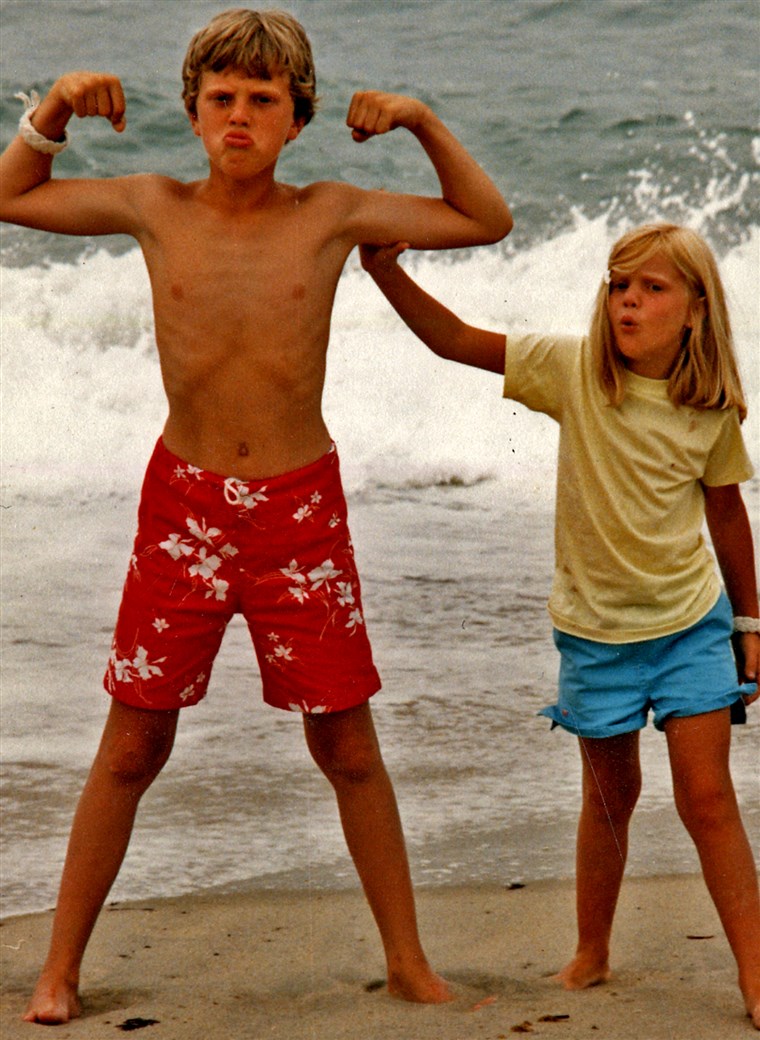 에이 rare snapshot of the very last moment — some 25 years ago — that a female was impressed by my muscles. And she's my little sister.