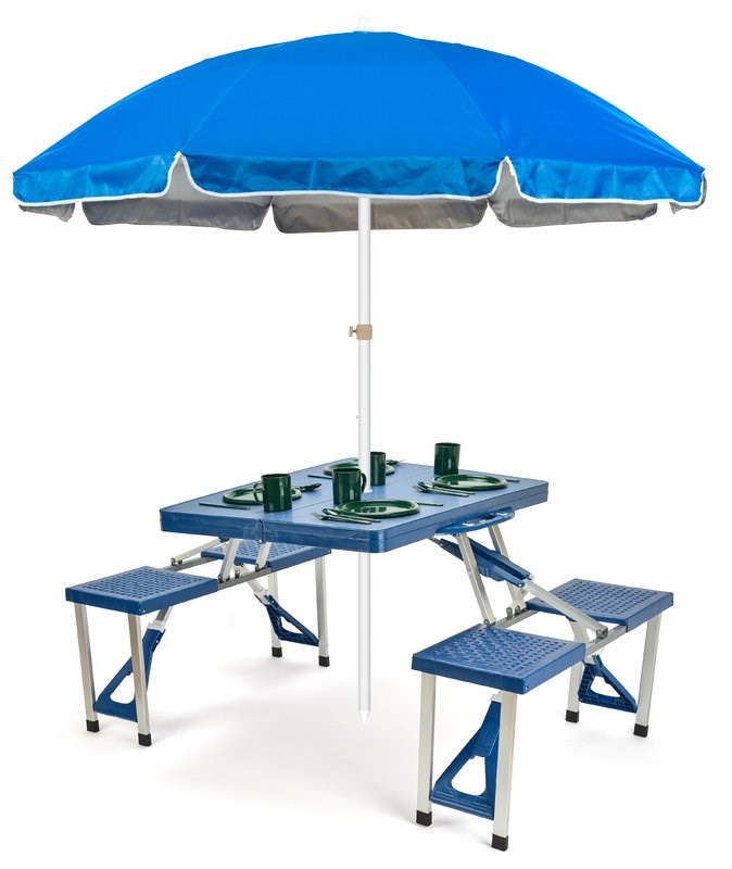 Portatile Picnic Table and Umbrella