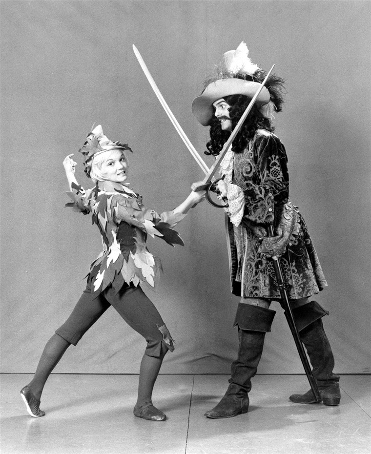 キャシー Rigby went from the Olympics to playing Peter Pan and fighting with Captain Hook in 1974.
