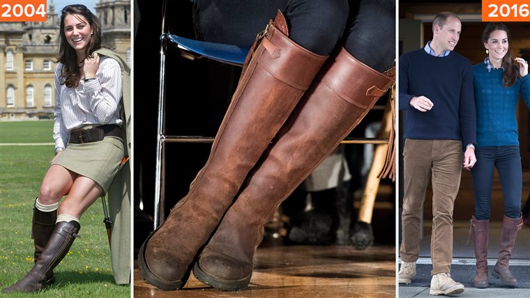 Wanita bangsawan Kate's boots in 2004 and 2016