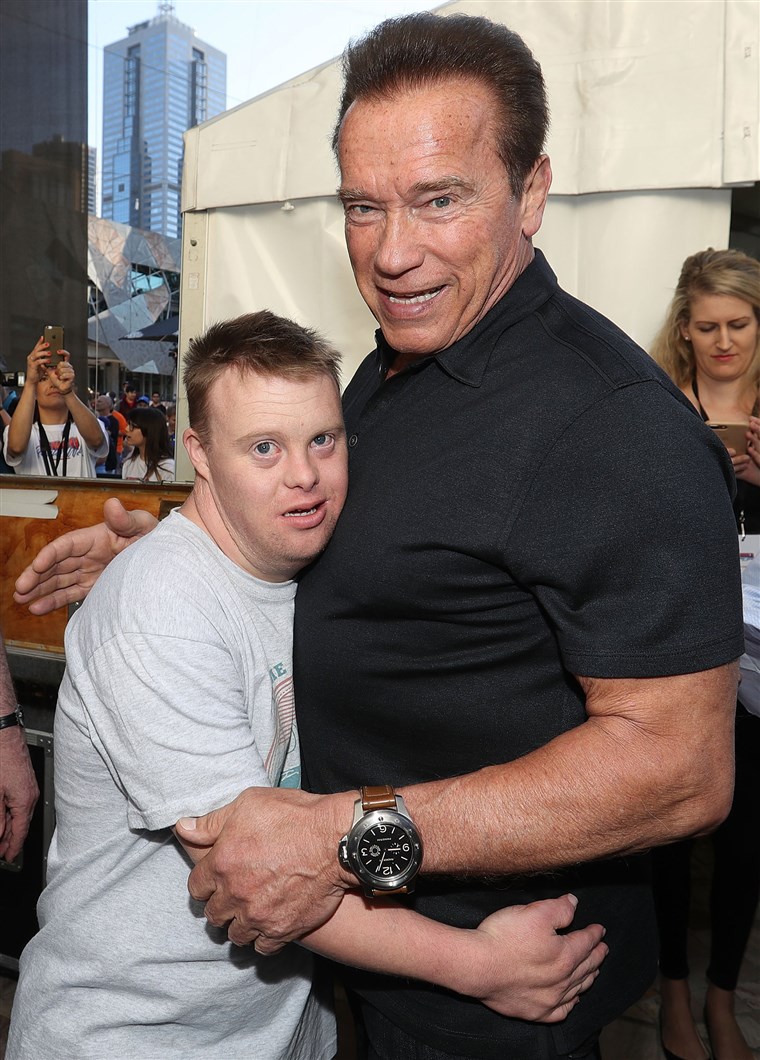 아놀드 Schwarzenegger meets fan Ben Russell