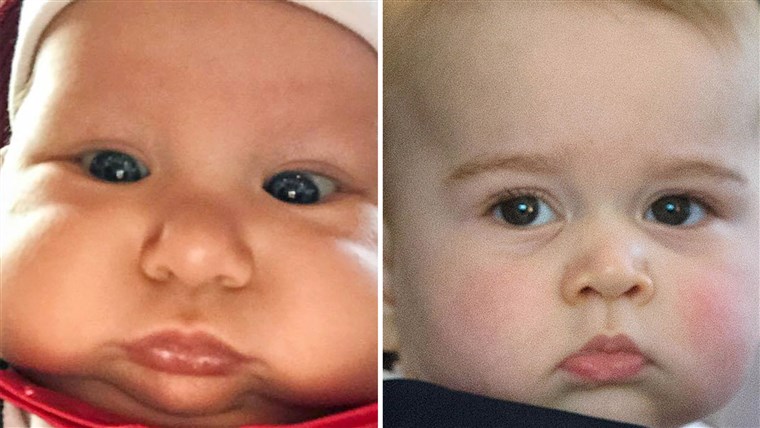 Cheektastic : Elliott (left) is the cheek-off victor, but how does he fare against His Royal Cheekiness, Prince George (right)?