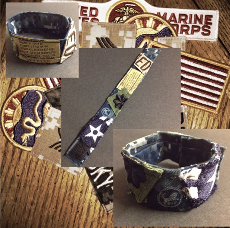 Militer mom supports troops with bracelets made from uniforms.
