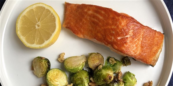 In padella Salmon and Roasted Brussels Sprouts