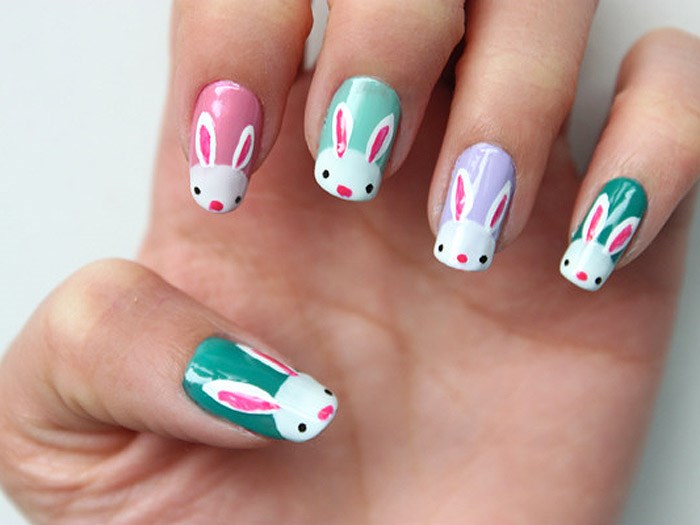 부활절 nail art designs to DIY: Easter bunnies