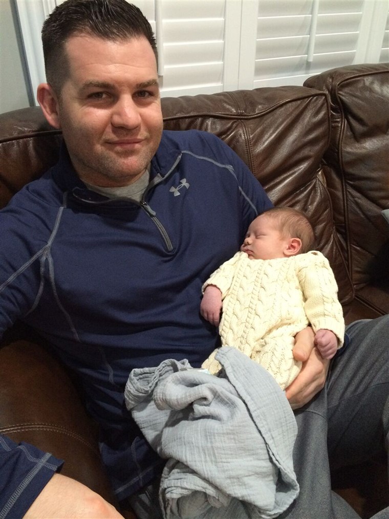 데니스 Cosgrove with baby Declan