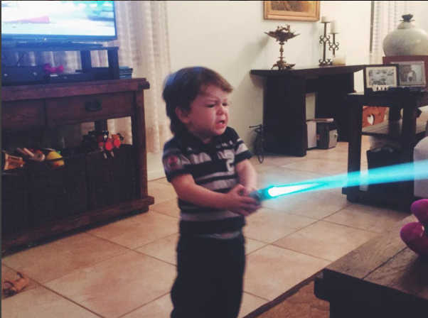 로페즈 says Sebastian loves playing with light sabers and can name most of the characters in the Star Wars movies.