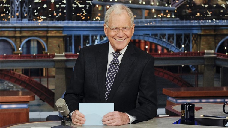 Terlambat Show host David Letterman on the Late Show with David Letterman