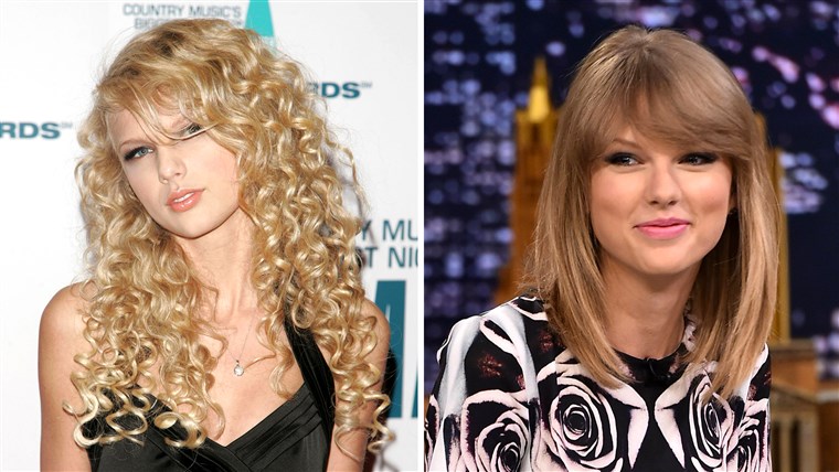 테일러 Swift: From curly-haired country singer to sleek and straight pop star.