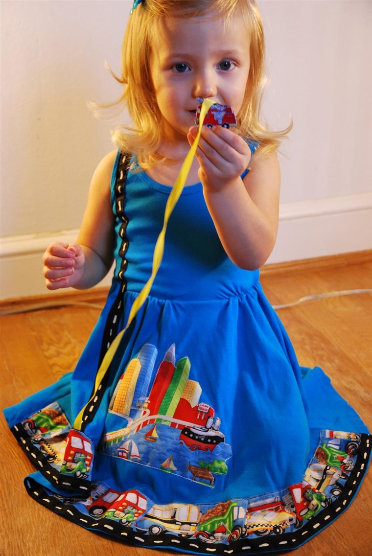 Twirly, girly and transportation-themed: Model Eleanor in a Princess Awesome 