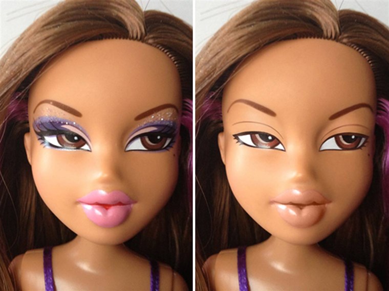 SEBUAH Bratz doll with makeup stripped