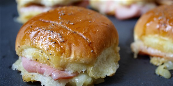 prosciutto and Cheese Sliders with Honey Mustard
