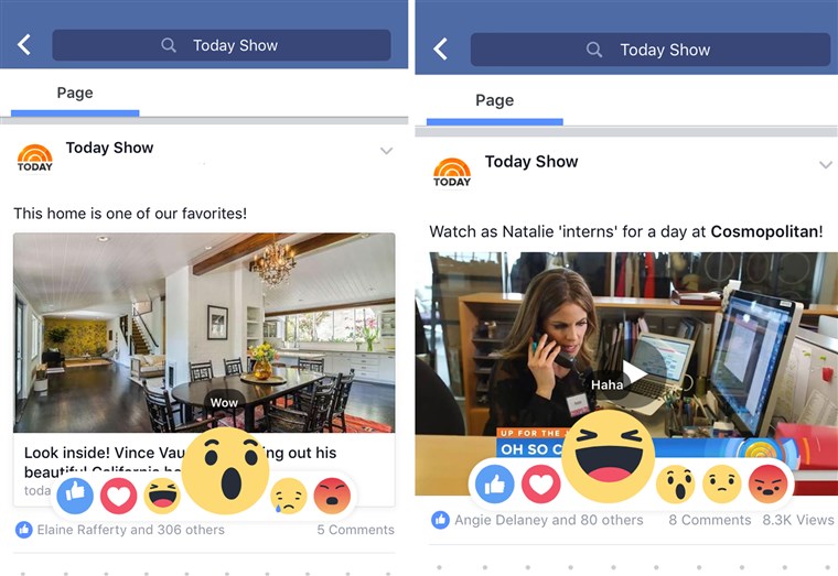 Facebook's new reaction buttons