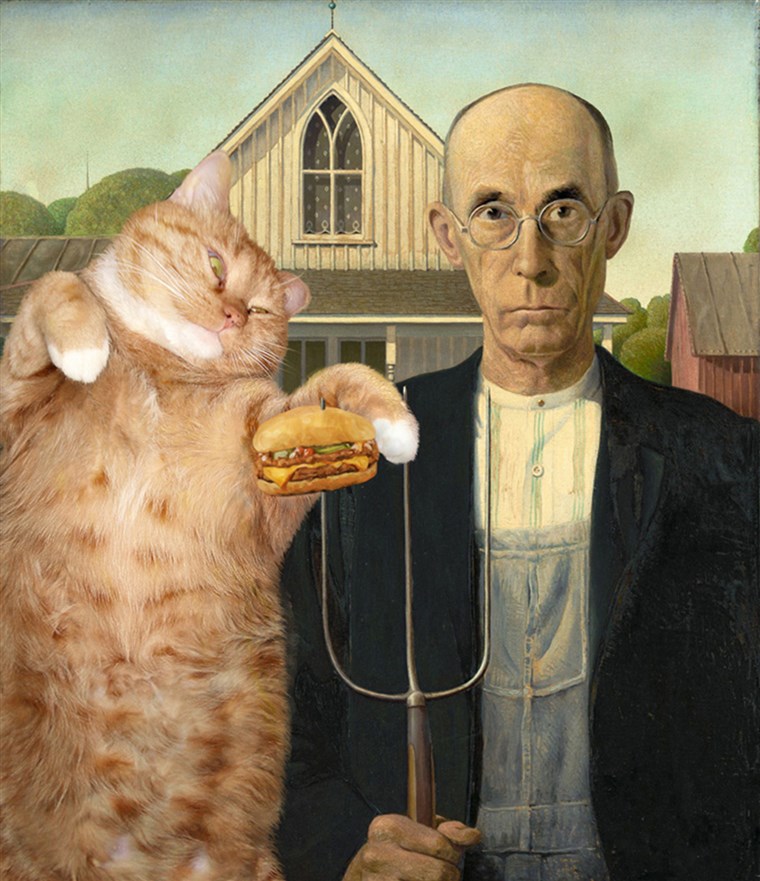 미국 사람 gothic behind Ameri-cat politics? Grant Wood, American Gothic. I can has cheeseburger?