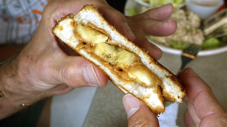 SEBUAH peanut butter and banana sandwich, Elvis Presley's favorite, photographed at the Arcade restaurant in Memphis, Tennessee. 