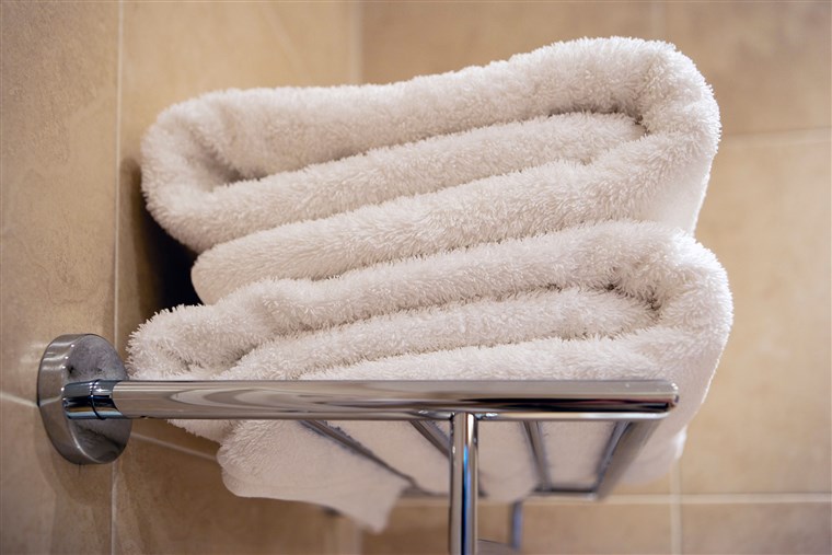 Mandi towels on rack