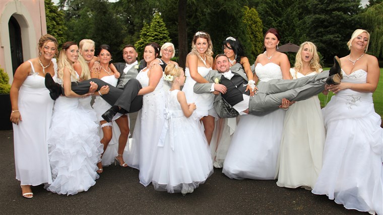 gay couple invited 10 brides to their wedding so their big day wouldn't be missing a big white dress