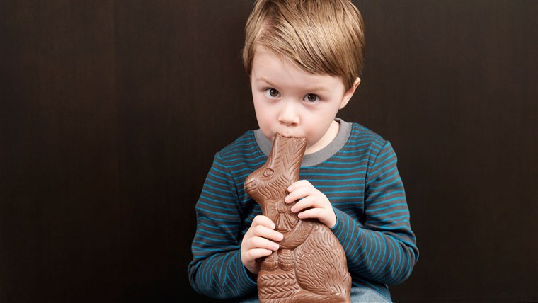 Boy Eating Chocolate Bunny