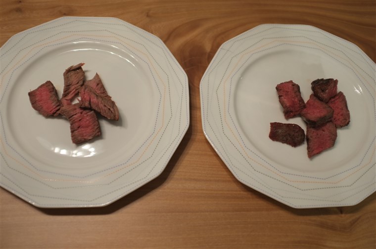Makan rumput steak (right) vs steak from conventionally raised beef