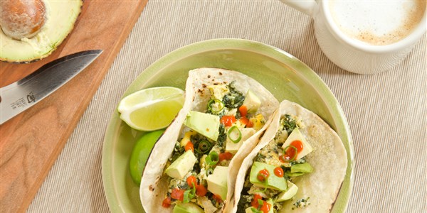 Avocado, Spinach and Egg Breakfast Tacos
