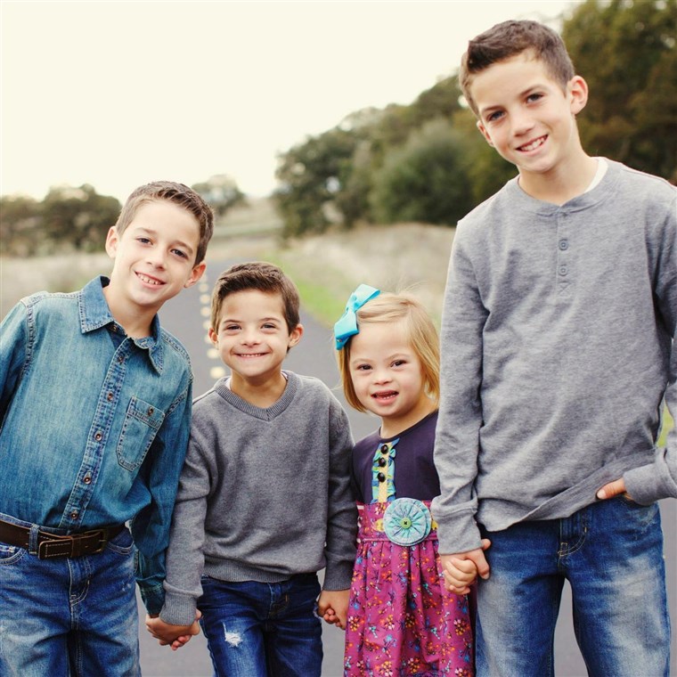 소피아, 7, with her three brothers, Diego, 13, Mateo, 11, and Joaquin, 8.