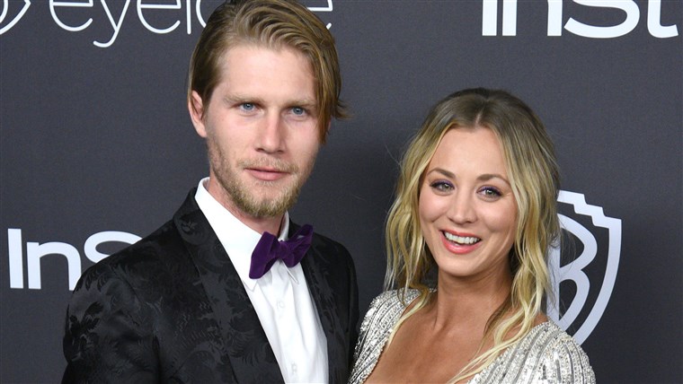 Kaley Cuoco and Karl Cook at post-Golden Globes party