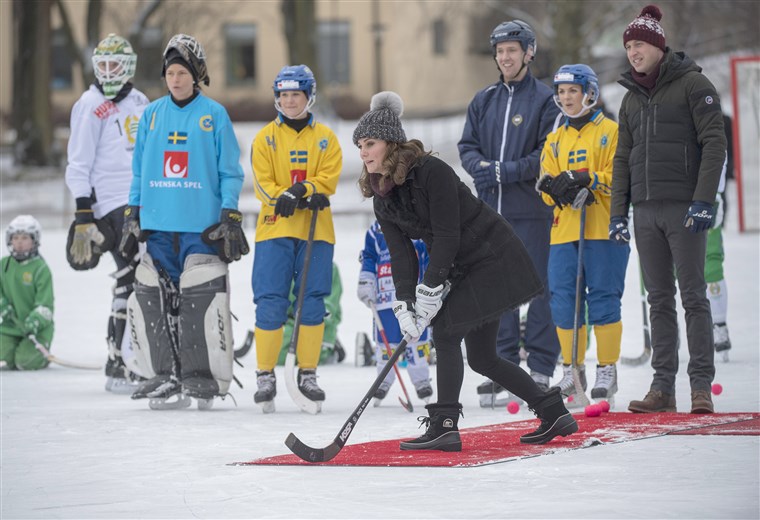 Kate, Duchess of Cambridge, in a bandy hockey shootout