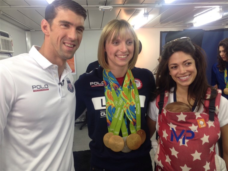 케이티 Ledecky, Michael Phelps and Phelps' fiancee, Nicole Johnson