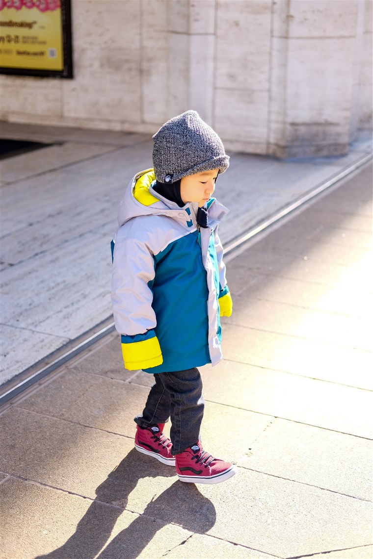 Pesta hits the playground on a nearly daily basis in this winter-wear staple.