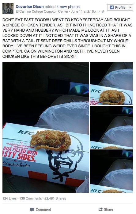 영상: Facebook photo of KFC fried chicken