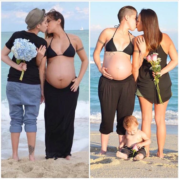 lesbica couple share being pregnant