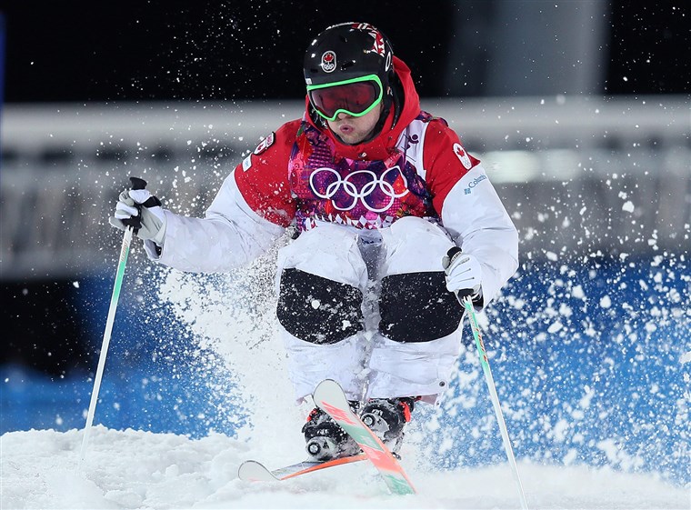 eAlex Bilodeau of Canada is pictured on his way to winning gold in the freestyle skiing men's moguls final on Feb. 10.