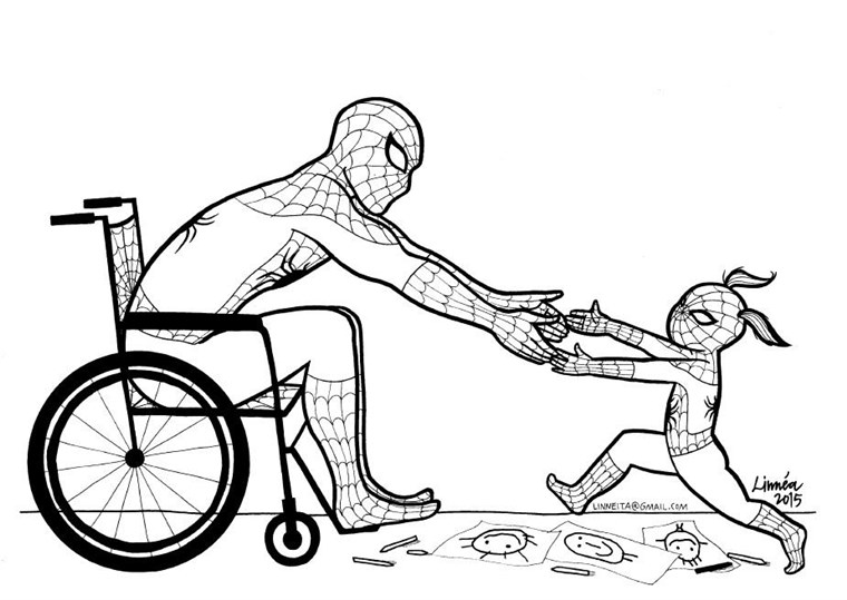린나 Johansson envisioned Spider-Man in a wheelchair.
