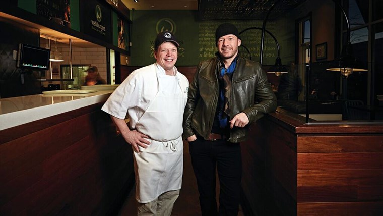 Paolo and Donnie Wahlberg at their restaurant