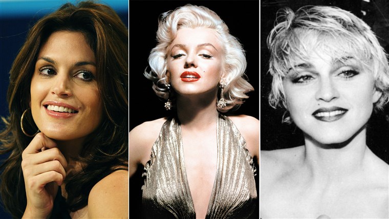 출생 Marks. From right to left, Cindy Crawford, Marilyn Monroe and Madonna.