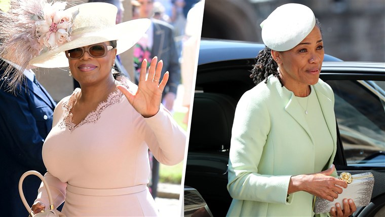 Oprah Winfrey arrives at St George's Chapel at Windsor Castle for the wedding of Meghan Markle and Prince Harry. Saturday May 19, 2023 / Doria Ragland arrives for the wedding ceremony of Britain's Prince Harry, Duke of Sussex and US actress Meghan Markle