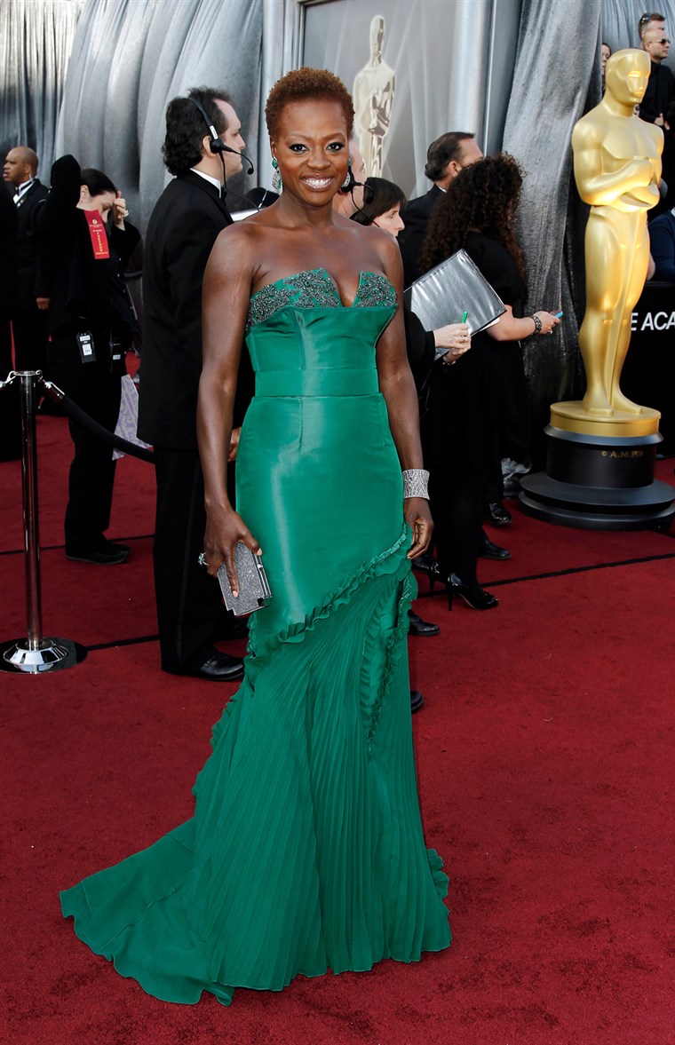 Biola Davis arrives before the 84th Academy Awards on Sunday, Feb. 26, 2012, in the Hollywood section of Los Angeles. (AP Photo/Matt Sayles)