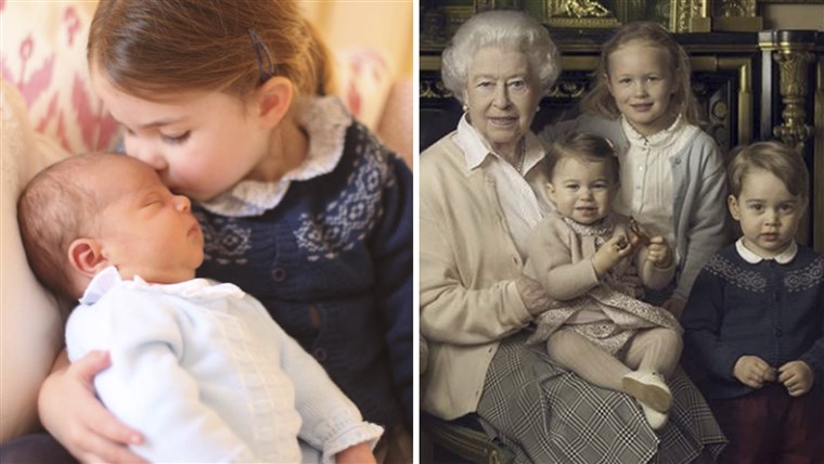 putri Charlotte and Prince Louis in new photo, and in older portrait with Queen Elizabeth.
