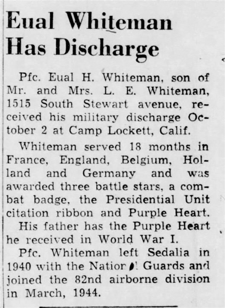 Eual Whiteman's Purple Heart medal ended up in a Goodwill store